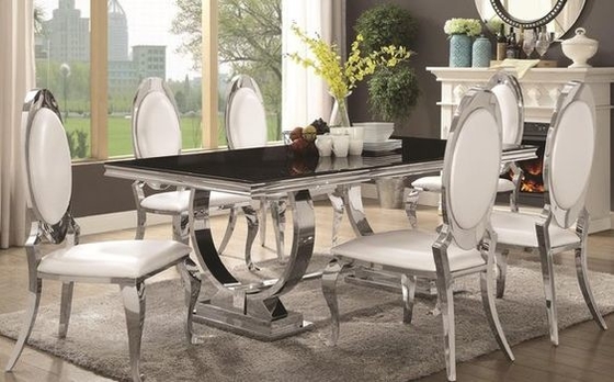 Silberner Luxussitzer-ausgeglichene Glasplatte des komfort-150X90X75 des Speisetisch-6