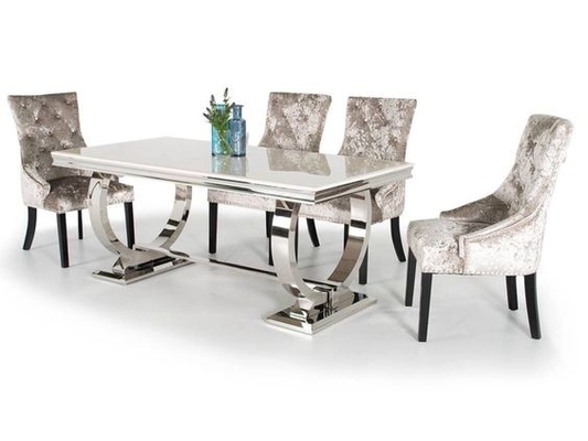Silberner Luxussitzer-ausgeglichene Glasplatte des komfort-150X90X75 des Speisetisch-6