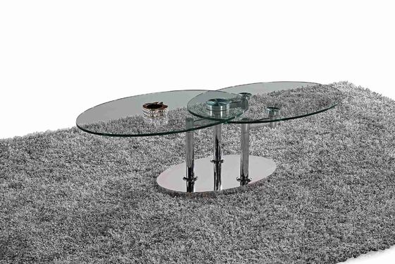 Faltender moderner Glasoval-Speisetisch-ausgeglichener Glasedelstahl-Rahmen L200xW100xH75cm