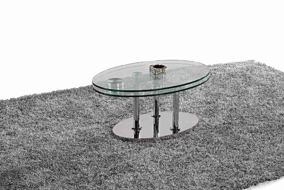Faltender moderner Glasoval-Speisetisch-ausgeglichener Glasedelstahl-Rahmen L200xW100xH75cm