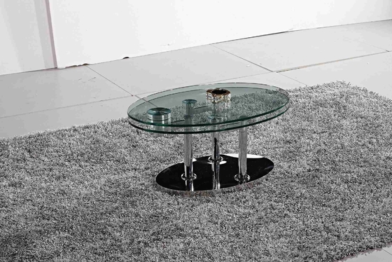 Faltender moderner Glasoval-Speisetisch-ausgeglichener Glasedelstahl-Rahmen L200xW100xH75cm