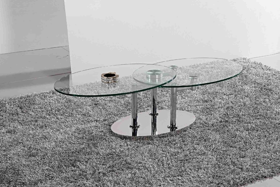 Faltender moderner Glasoval-Speisetisch-ausgeglichener Glasedelstahl-Rahmen L200xW100xH75cm