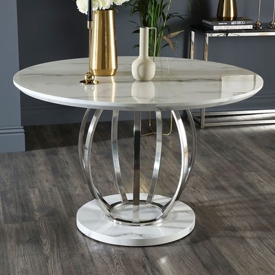 Wohlschmeckender Marmorplatte-Edelstahl-silberner Speisetisch mit Stühlen stellte H75cm ein