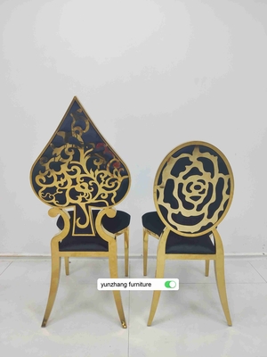 Fancy Gold Hochzeitsstuhl stapelbar Luxus-Design weißes Kissen