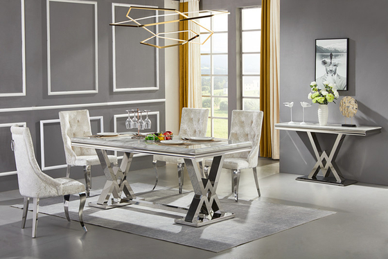 Nordische moderne Luxe Edelstahl-Bein-Speisetisch-Restaurant-Marmorierungobere Grenze