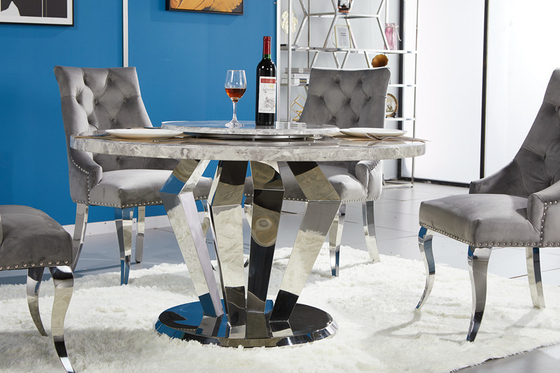Marmorplatte-modernes Luxus Speisetisch Edelstahl-Abendtisch