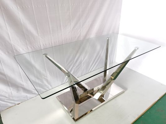 Guter Preis Glasspeisetisch mit 6 Stuhl-Edelstahl-Marmor-Stein-Speisetischen Online