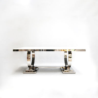 Guter Preis Zwei Kreise glätten modernen Edelstahl-Familien-Gebrauch der Speisetisch-Marmorplatte-201 Online