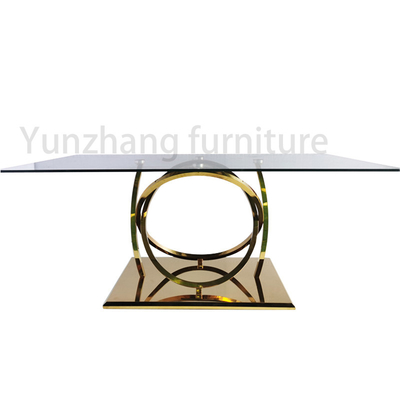 Familien-Gebrauchs-Hotel-Glasplatte-Speisetisch-Ring Bottom Frame Stainless Steel-Basis