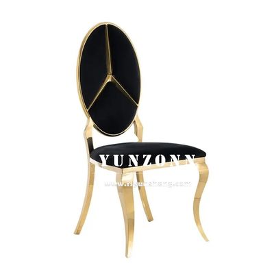 Guter Preis Hot Sale Fancy Benz Design Rücken Esszimmer Möbel Gold Edelstahl Bankett Stuhl für Hotel Hochzeitsfeier Party Online