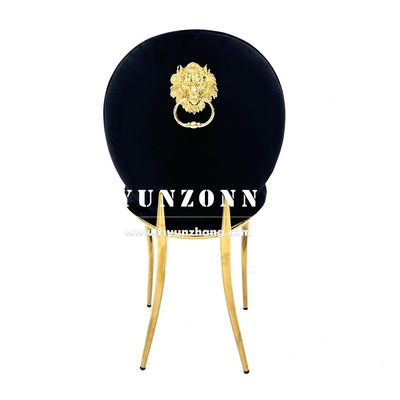 Guter Preis Großhandel Dubai Markt Gold Edelstahl Bankettstuhl Royal Lion Handhold Hotel Luxus Esszessel Online