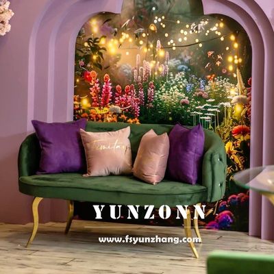 Modernes Edelstahl-Liebesitz-Sofa mit Samtstoff für Hotel- und Hochzeitsveranstaltungen