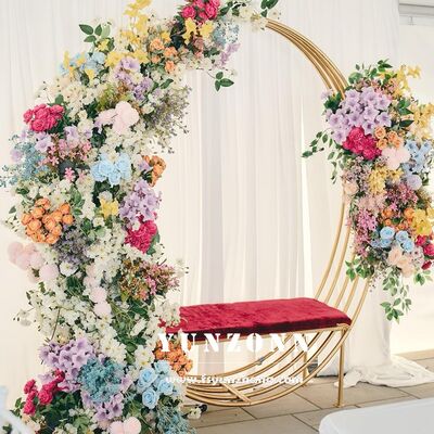 Qualität Goldener Edelstahlrahmen Sofa, kreisförmiges Design für Paare, für Hochzeiten und Essen, bequeme Esszimmerstühle Fabrik