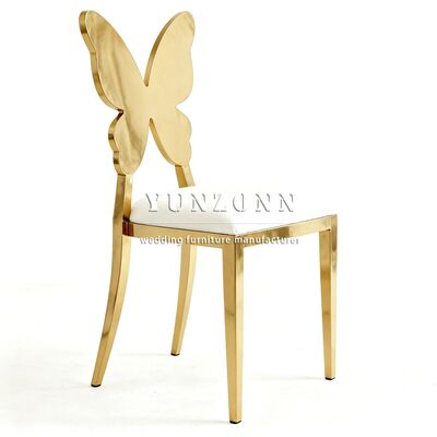 Guter Preis Professionelle Herstellung Edelstahl Schmetterlingsrücken Komfortabler Esszimmer Stuhl Gold Rückenlehne Hochzeits- und Veranstaltungsstühle Online
