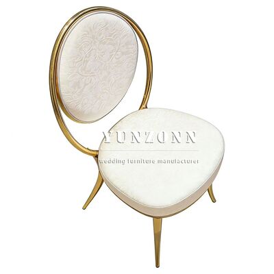 Guter Preis Luxuriöse, langlebige, moderne Edelstahl-Gold-Pad-Stühle mit konischen Beinen für Outdoor-Hochzeitsbankettveranstaltungen Online
