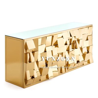 Guter Preis Moderner rechteckiger Bartisch aus Edelstahl und Eisen mit Spiegelfenster, neues Design, Bar-Theke für Zuhause, Club, Hotel & Hochzeitsveranstaltungen Online