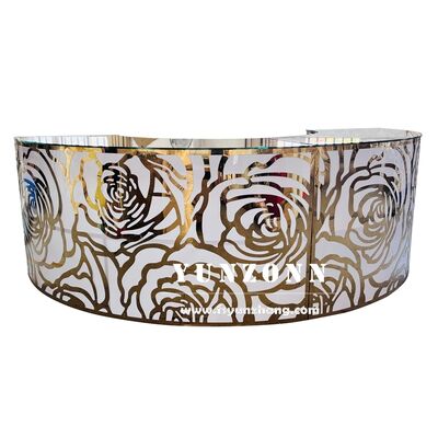 Qualität Clubmöbel Runder Edelstahlrahmen Gold Rose Muster Tragbare Bar Tisch Hochzeitsbar Zähler Fabrik