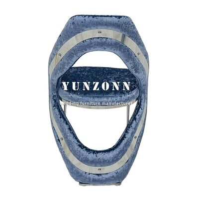 Qualität Hochwertiger Wohnzimmer-Freizeitstuhl Luxuriöser Edelstahl-Akzentstuhl Blaue Polsterung Esszimmerstuhl Fabrik