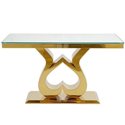 Guter Preis Günstige moderne Hotel-Event-Party-Möbel Braut Brautigam Gold Edelstahl Sicherheitsglas Rechteckige Hochzeit Villa Online