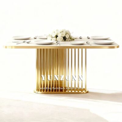 Guter Preis Hotel Hochzeit Bankett Edelstahl Marmorplatte Outdoor Event Tisch Langlebiges Zeitgenössisches Design Mietmöbel Online