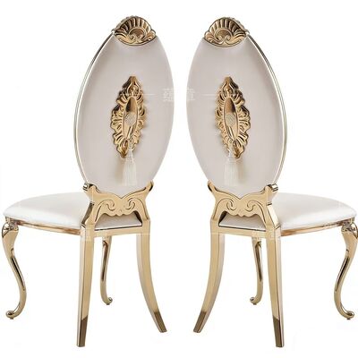 Guter Preis Möbelfabrik Direktvertrieb von Edelstahl vergoldeten klassischen Hochlehnerstühlen für Hochzeiten und Bankette Online
