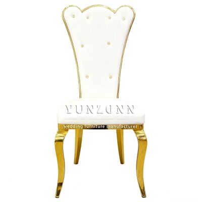 Guter Preis Königlicher Stil Neues Design Kristallknopf Rücken Restaurant Hochzeit Gold Edelstahl Hotel Esszimmerstuhl Online