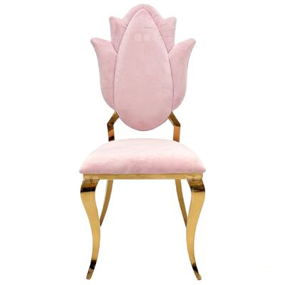 Guter Preis Hotel Bankett Tulpenblume Rücken Stapelbare rosa Samt Hochzeitsstühle für Party-Veranstaltung Online