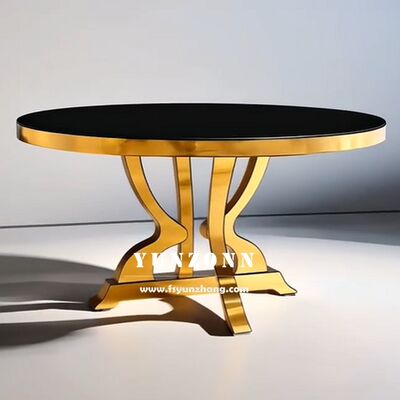 Guter Preis Neuer runder Esstisch aus Edelstahl im neuen Stil, goldene Event-Hochzeitstisch für Hotels Online