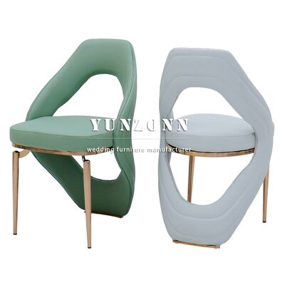 Guter Preis PU Leder Luxus Rose Gold Metall Freizeitstuhl Restaurant Hotel Rezeption Catering Veranstaltungstuhl Online