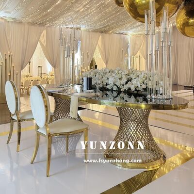 Guter Preis Hochwertiger Luxus-Tisch aus langem Oval aus Edelstahl für Hotelbankete Hochzeiten und Veranstaltungen Online