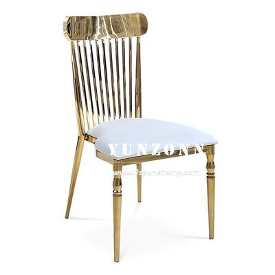 Guter Preis Moderne Restaurant-Esszimmerstuhl mit hoher Rückenlehne und goldfarbenem Edelstahlrahmen, Hotelstuhl im Rokoko-Stil Online