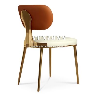 Guter Preis Hochzeitsveranstaltung Luxus Neues Modernes Design Party Vermietung Braunes Lederkissen Edelstahl Goldstühle für Veranstaltung Online