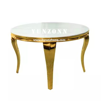 Guter Preis Louis Modern Round Marmor Esstisch mit poliertem Gold Edelstahl Serpentinbeine für Hotels oder Wohnzimmer Online