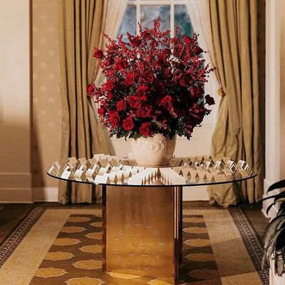 Guter Preis Wiltshire Rundtisch mit gehärtetem Glas und Edelstahl Basis Modernes Design für Hotel Speisen Anwendung Online