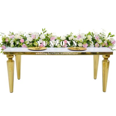 Guter Preis Moderne rechteckige Venus Gold Esstisch mit transparenter Glasplatte und Edelstahlrahmen für Veranstaltungen und Bankette Online