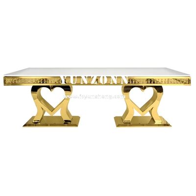 Guter Preis Hot Sale Luxus Gold Edelstahl Hochzeitstisch Moderne Herz-Form-Basis-Design für das Essen im Freien Hotel & Wohnzimmer Verwendung Online