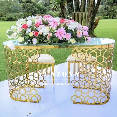 Guter Preis Heißer Verkauf Luxus Ovaler Tisch Modernes Hohl-Design aus Edelstahl für Esszimmer, Außenbereich, Hotel und Küche, Hochzeit Online