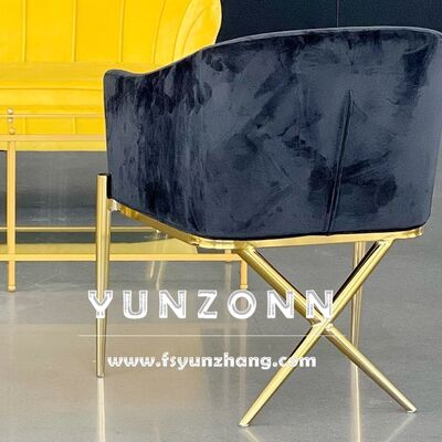 Guter Preis Moderner Esszimmerstuhl mit Armlehnen und X-Beinen, Edelstahl-Design, Samt-Hotelstühle Online