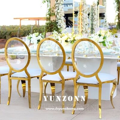 Guter Preis Moderne Luxus-Gold-Acryl-Transparente Runde Rücken O-förmige Ledersessel für das Esszimmer für Hotels Online