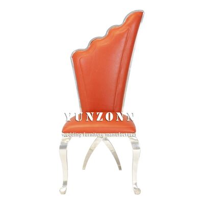 Guter Preis Hohe Rückenlehne Leder und Stoff Braut und Bräutigam Stuhl mit goldenen Flügeln Luxus antiker Edelstahl Hochzeit Stuhl Online