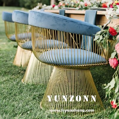 Guter Preis Entspannender Stoff-Sessel Nouveau Draht-Samt-Stuhl Gold Edelstahlrahmen Neues Design für Wohnzimmer Hotel Restaurant Online