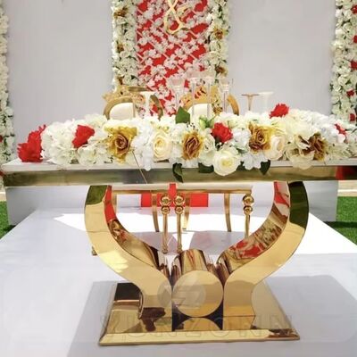 Guter Preis Modern Gold Edelstahl Hochzeitstischmöbel für Bankette Veranstaltungen Hotels Partys Esszimmer Wohnzimmer Außenbereich Online