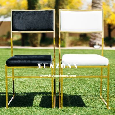 Guter Preis Billiges Hotel Veranstaltungen Party Möbel PU/Velvet/Textil Kissen Gold Edelstahl Hochzeitsstühle Online