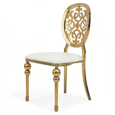 Guter Preis Europäischer Luxus Esszimmerstuhl Modernes Design Edelstahl Leder PU Material Langlebig für Outdoor Bankette Restaurants Online