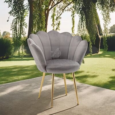 Guter Preis Nordic Designer Grauer Samt Esszimmer Stuhl Muschel Rückenform Goldbein Einzelleiter Sessel Wohnzimmer Hotel Fitnessstudio Polstermetall Online