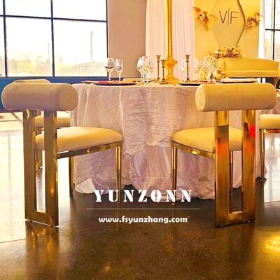 Guter Preis Cali Gold Edelstahl-Esszimmerstuhl mit Samtkissen für Hochzeiten und Hotels Online