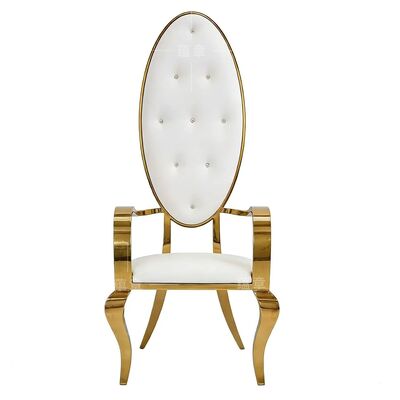 Guter Preis Luxus-Edelstahl-Leder, langlebig im Freien, modern, Hochrücken, Bankettsaal, Brauthochzeit, Villa-Stuhl für Party-Dining-Hotel Online