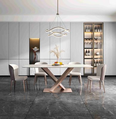 Guter Preis Niedriges modernes Speisetisch Luxus deutlich X Marmorplatte-Edelstahl-Rahmen des Sitzer-6 8 Online