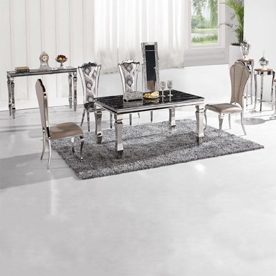 Guter Preis Marmormodernes Luxus Speisetisch prismatische Sitzer-Hauptmöbel-Silber des Tischbein-8 Online