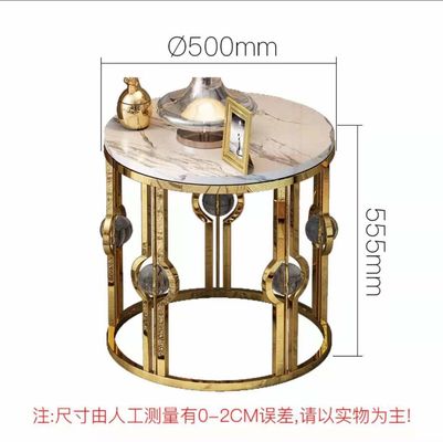 Guter Preis Gold überzog Edelstahl-Marmorseitentabellen-Licht-Luxusmetall Crystal Ball Round Corner Table Online